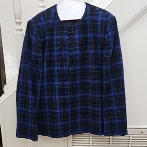 Preston & York size 16, Blue and Black Plaid/checkard Jacket